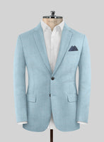 Noble Martina Blue Wool Silk Linen Jacket - StudioSuits