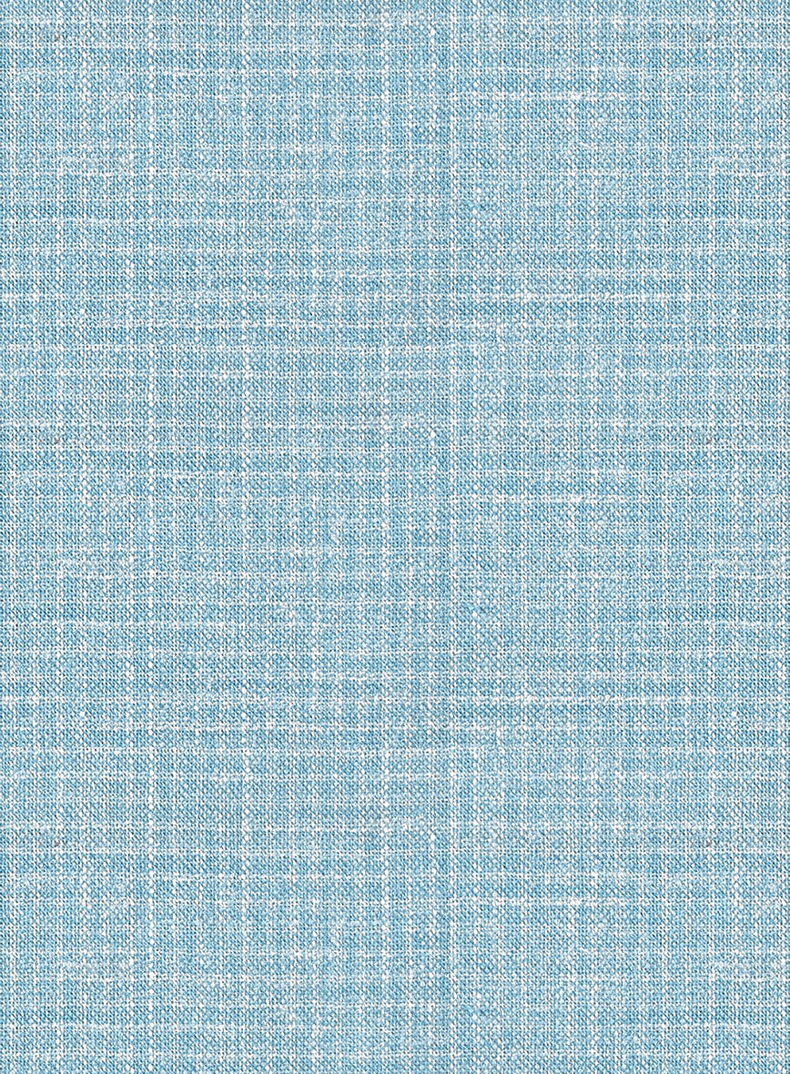 Noble Martina Blue Wool Silk Linen Pants - StudioSuits