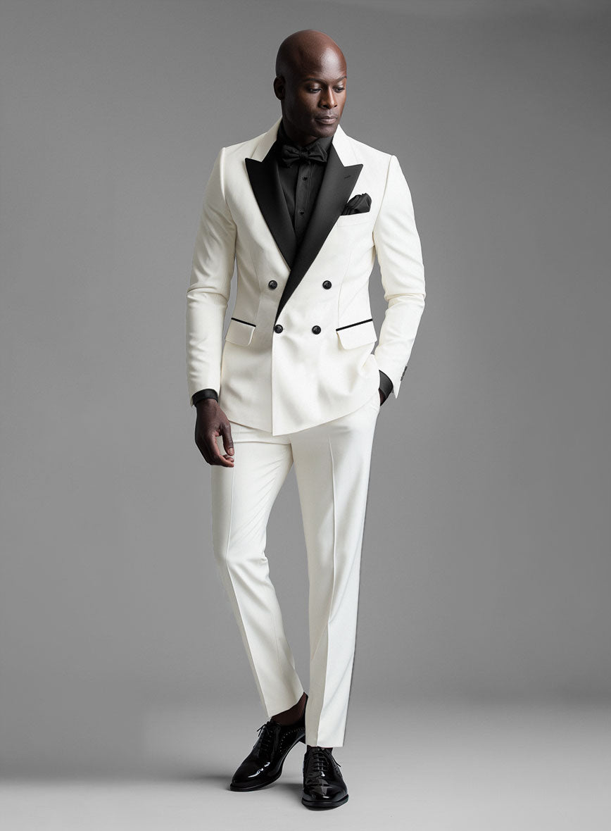 Off-White Double Breasted Tuxedo Suit – StudioSuits