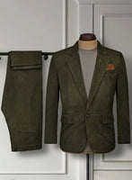 Olive Green Suede Leather Suit - StudioSuits