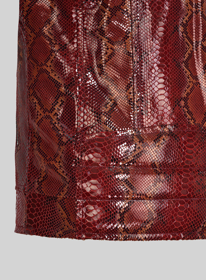 Opulent Bold Red Python Leather Jacket - StudioSuits