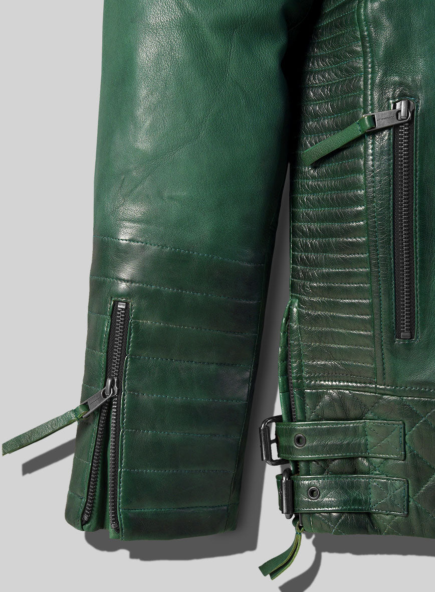 Outlaw Burnt Green Leather Jacket - StudioSuits