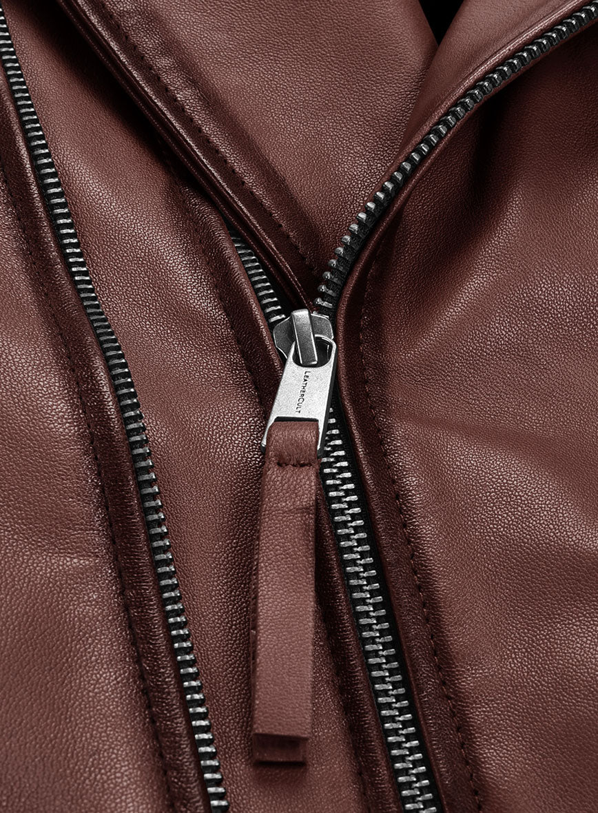 Outlaw Burnt Maroon Leather Jacket - StudioSuits