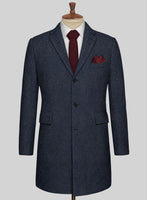 Playman Blue Denim Tweed Overcoat - StudioSuits