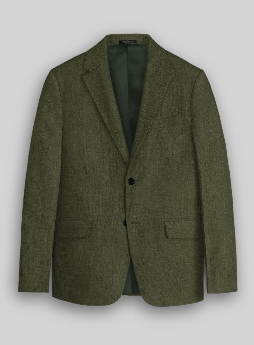 Italian Prato Green Linen Jacket - StudioSuits