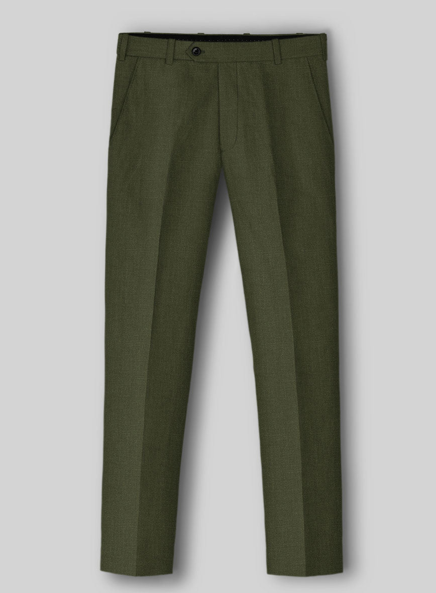 Italian Prato Green Linen Pants - StudioSuits