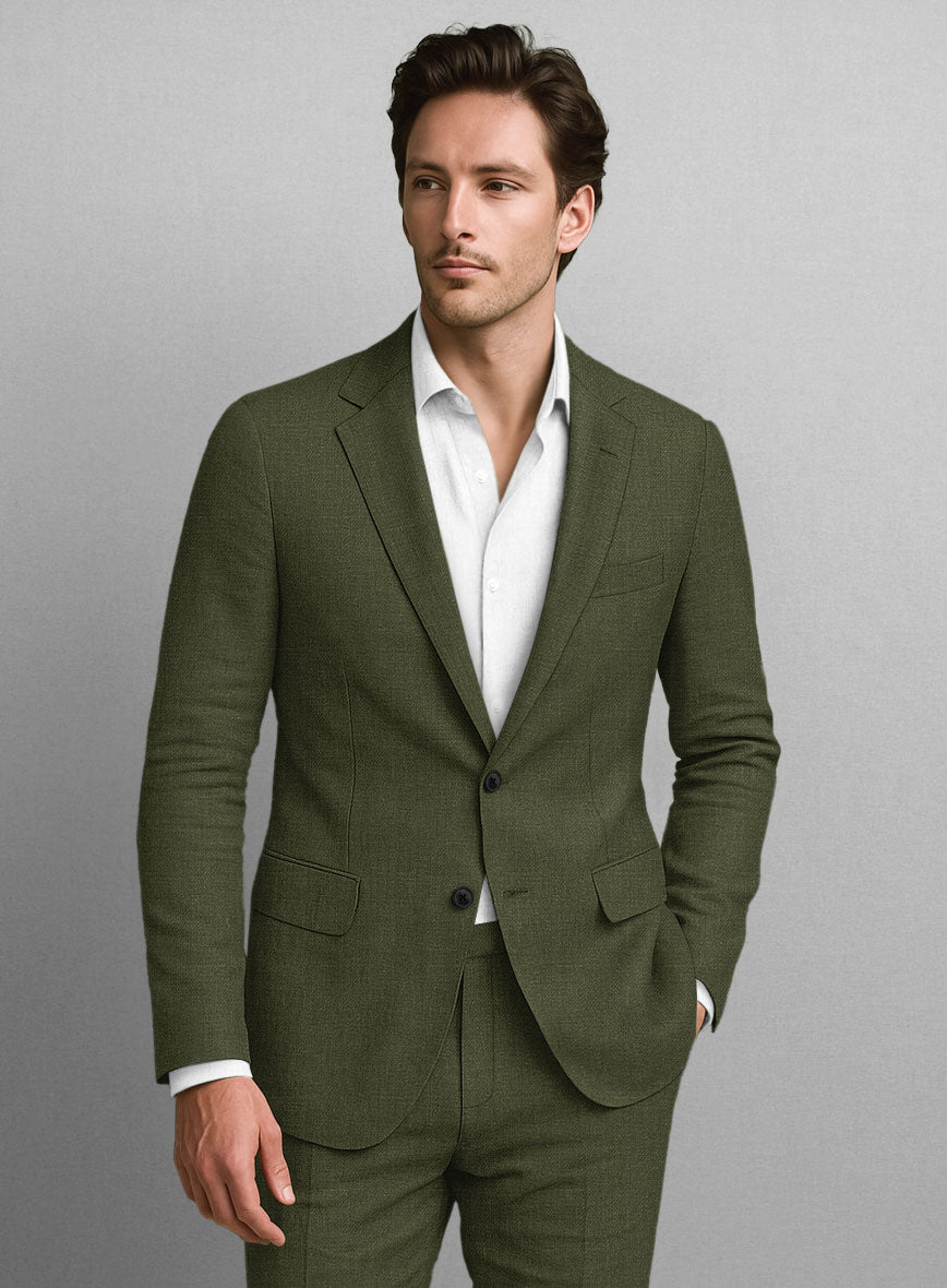 Italian Prato Green Linen Jacket - StudioSuits