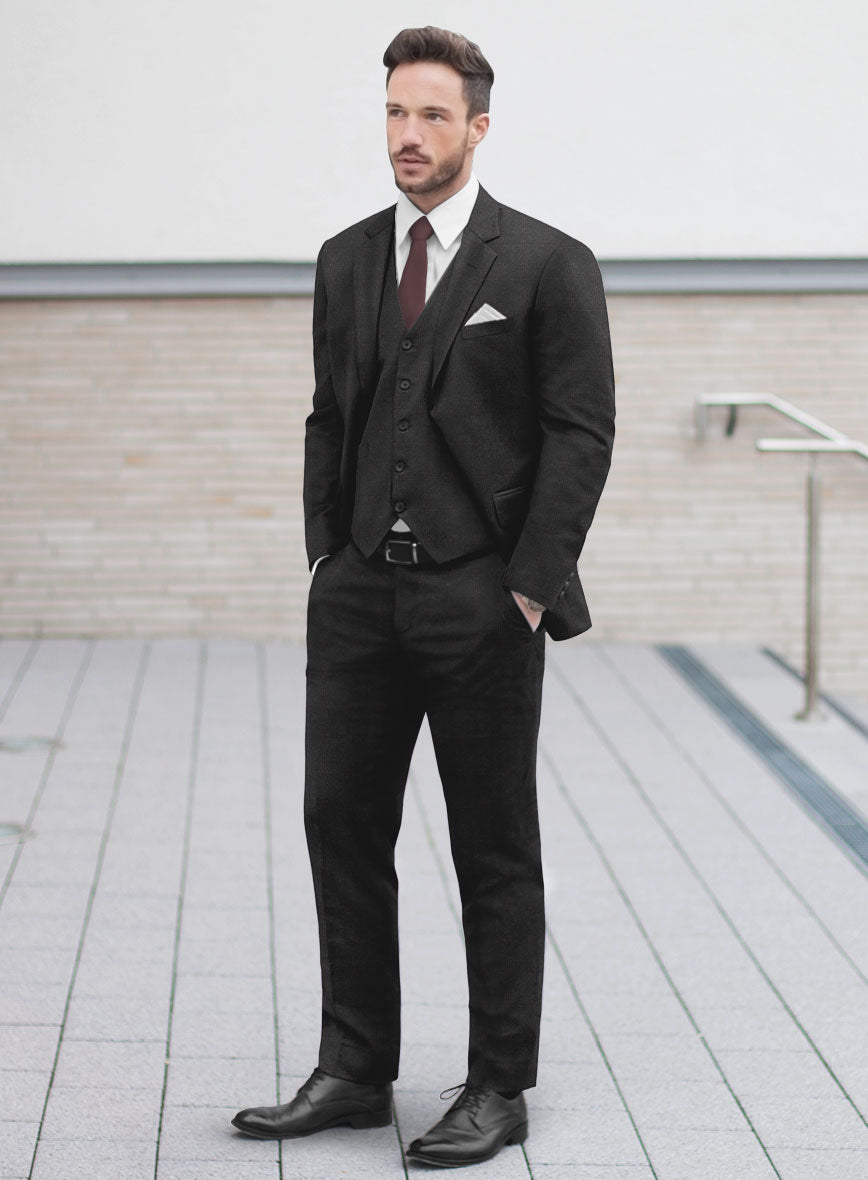 Reda Cashmere Dark Gray Windowpane Wool Suit - StudioSuits