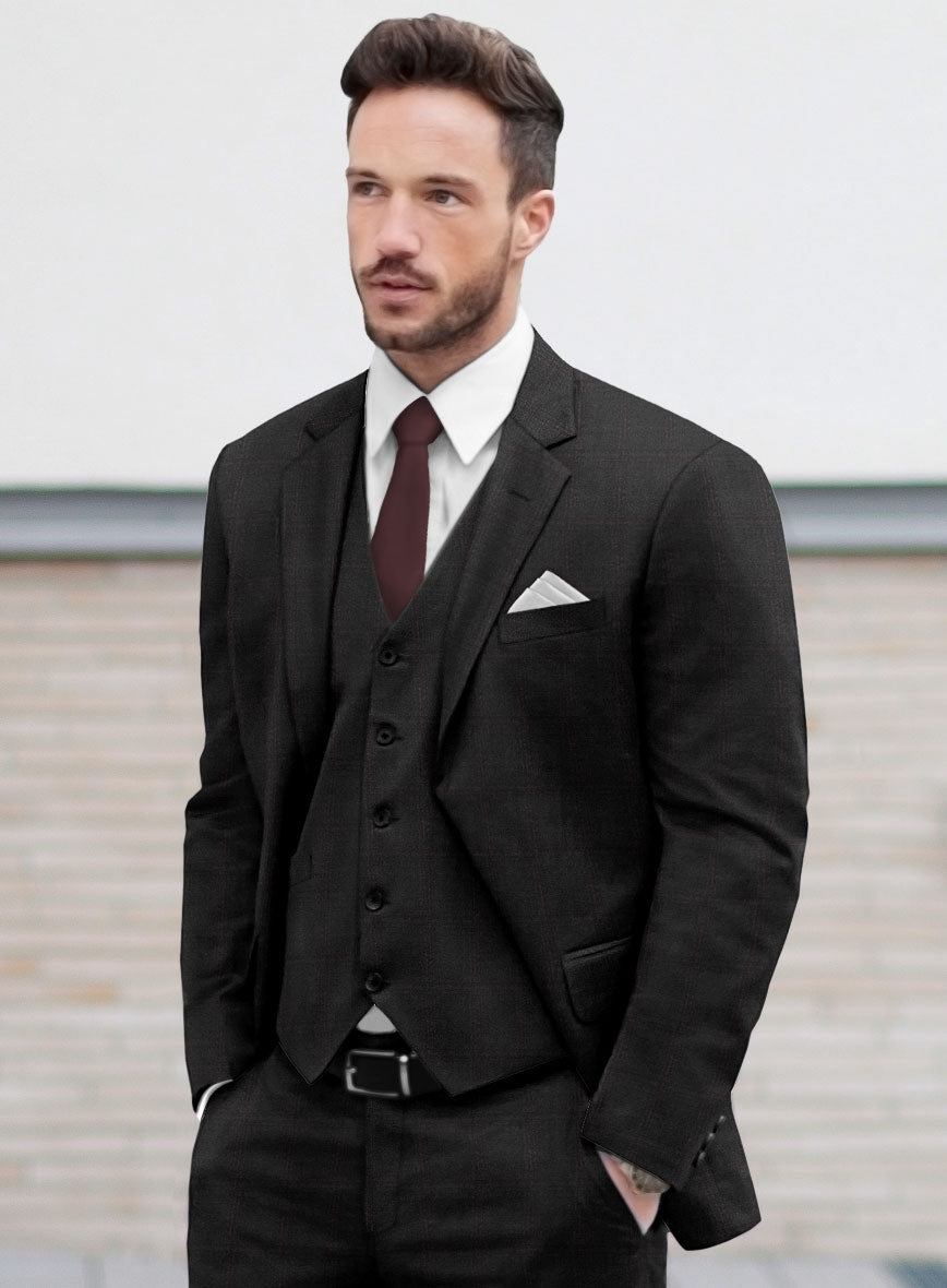 Reda Cashmere Dark Gray Windowpane Wool Suit - StudioSuits