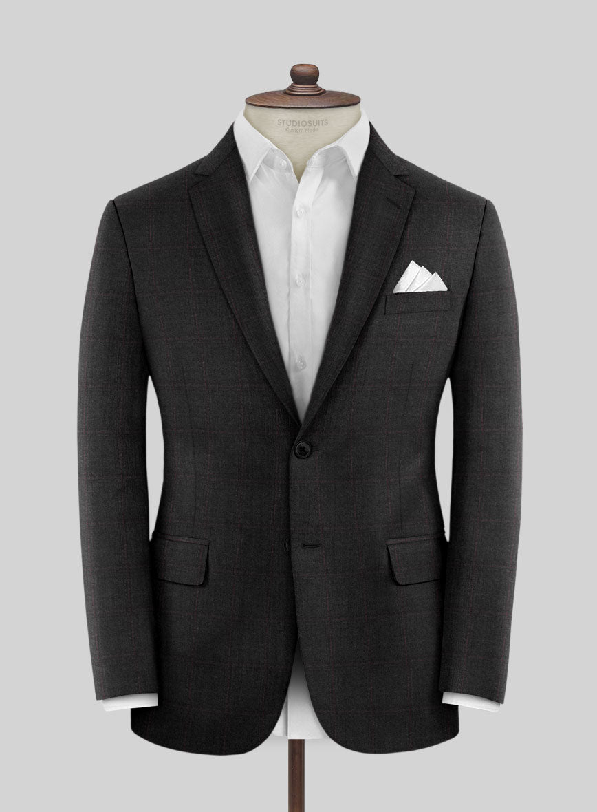 Reda Cashmere Dark Gray Windowpane Wool Suit - StudioSuits