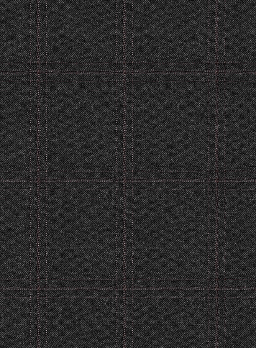 Reda Cashmere Dark Gray Windowpane Wool Suit - StudioSuits