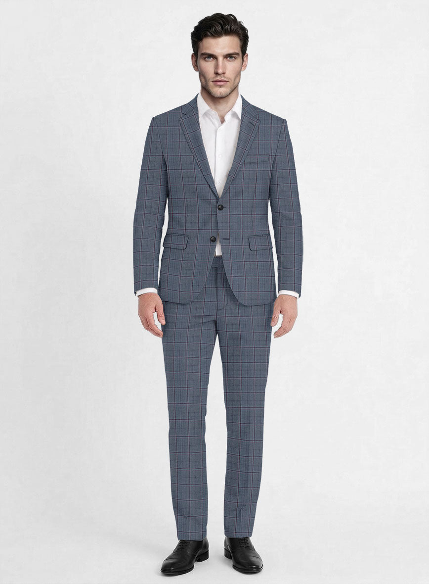 Reda Tropical Blue Checks Wool Suit – StudioSuits