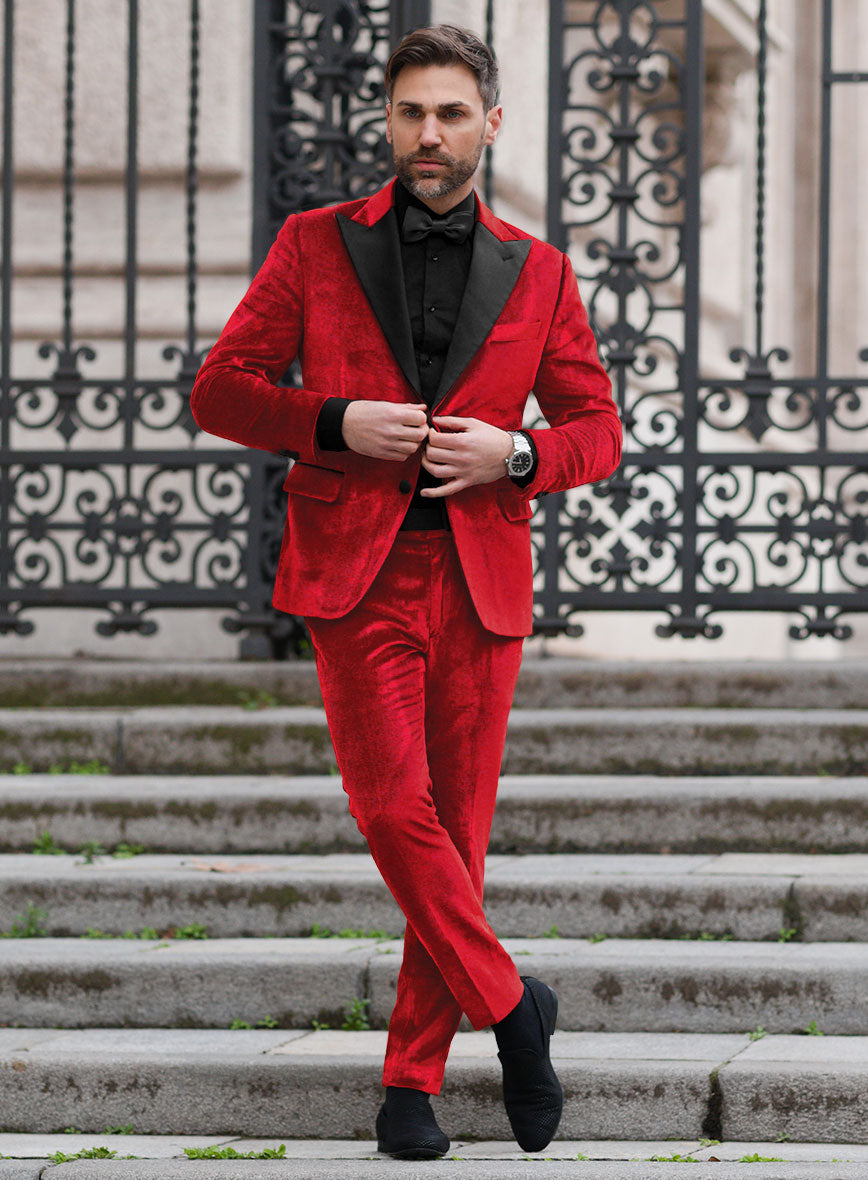 fitted lace wedding dress Red Velvet Tuxedo Suit – StudioSuits