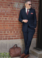 Royal Blue Denim Tweed Suit - StudioSuits