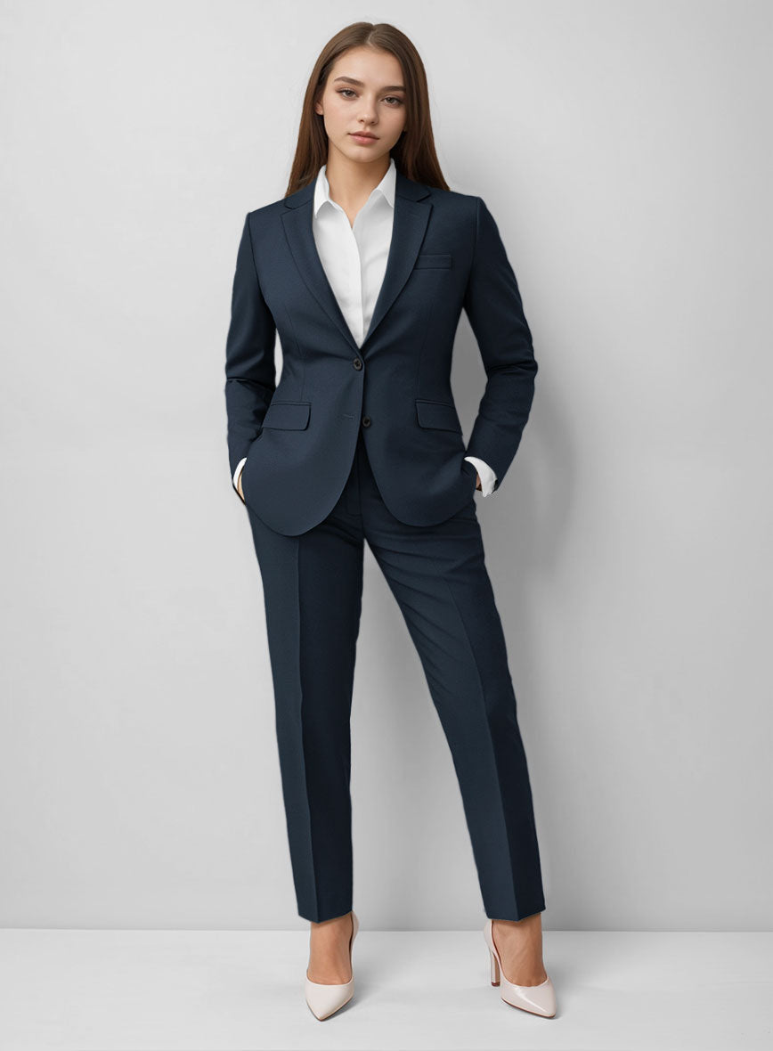 Women's Royal Blue Feather Cotton Canvas Stretch Suit by StudioSuits Women's Royal Blue Feather Cotton Canvas Stretch Suit by StudioSuits