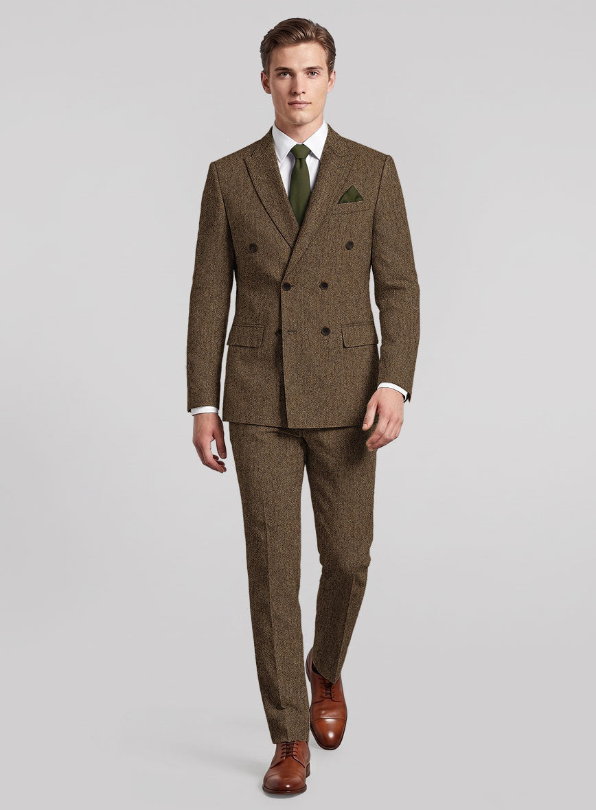 Rust Herringbone Tweed Double Breasted Suit – StudioSuits