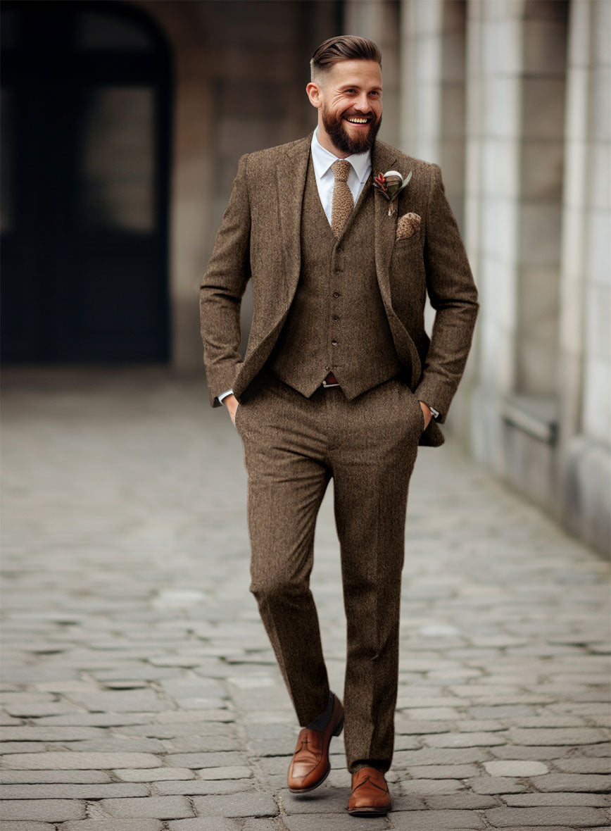 Rust Herringbone Tweed Suit – StudioSuits - Main Image