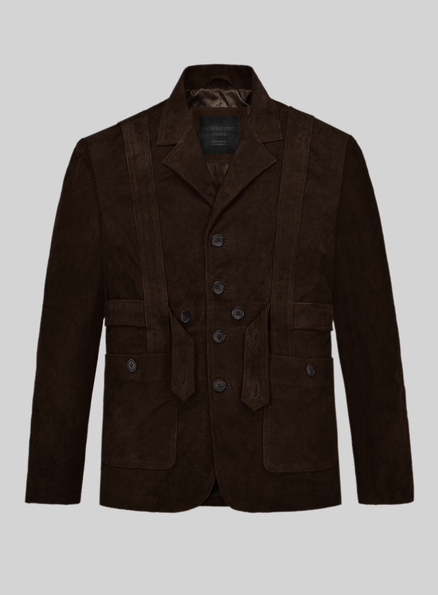Goat suede Leather Blazer with stone details