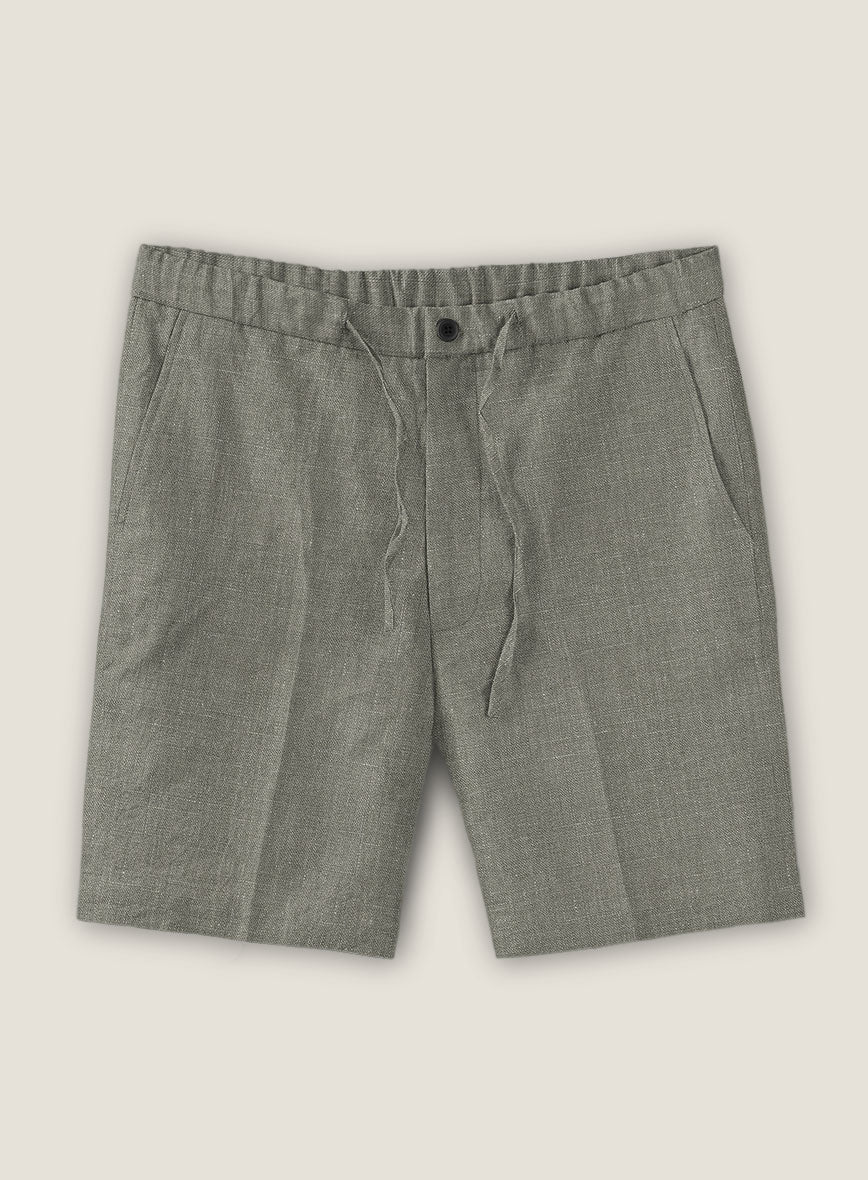 Sage Green Linen Shorts - StudioSuits