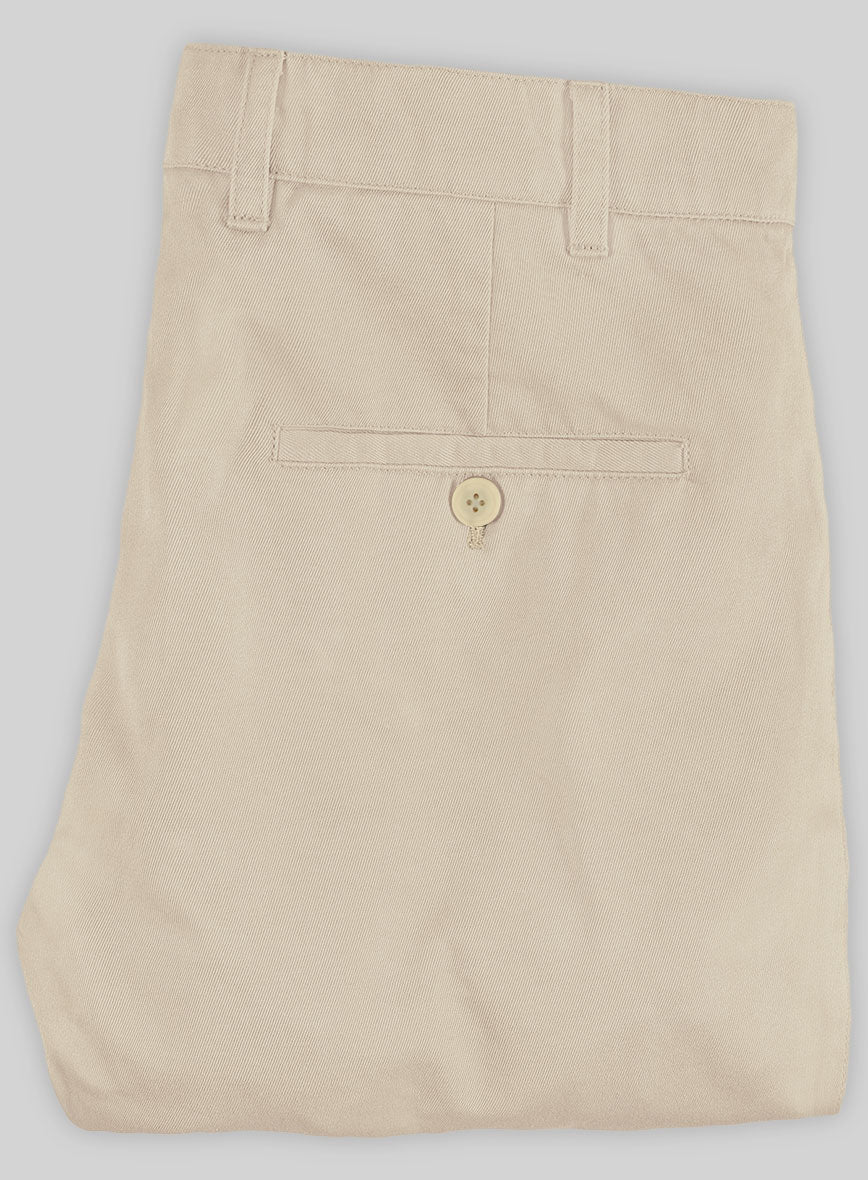 Washed Sand Feather Cotton Canvas Stretch Chino Pants - StudioSuits