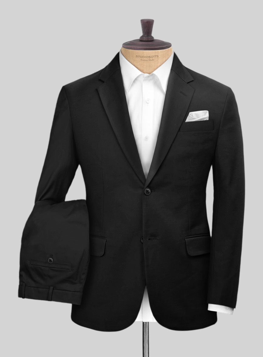 Scabal Black Cotton Stretch Suit StudioSuits