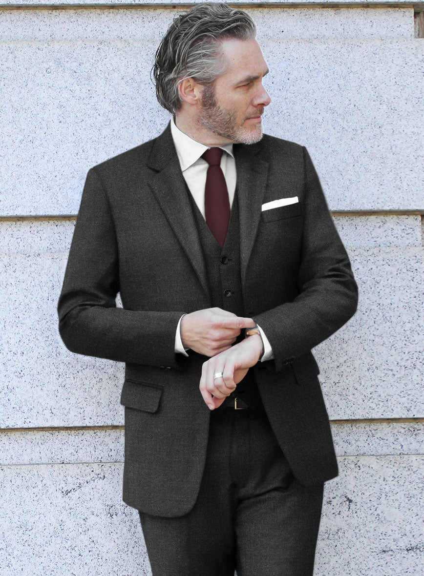 Scabal Gilbe Twill Charcoal Wool Suit - StudioSuits