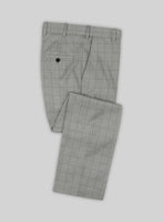 Scabal Londoner Windowpane Light Gray Wool Pants - StudioSuits