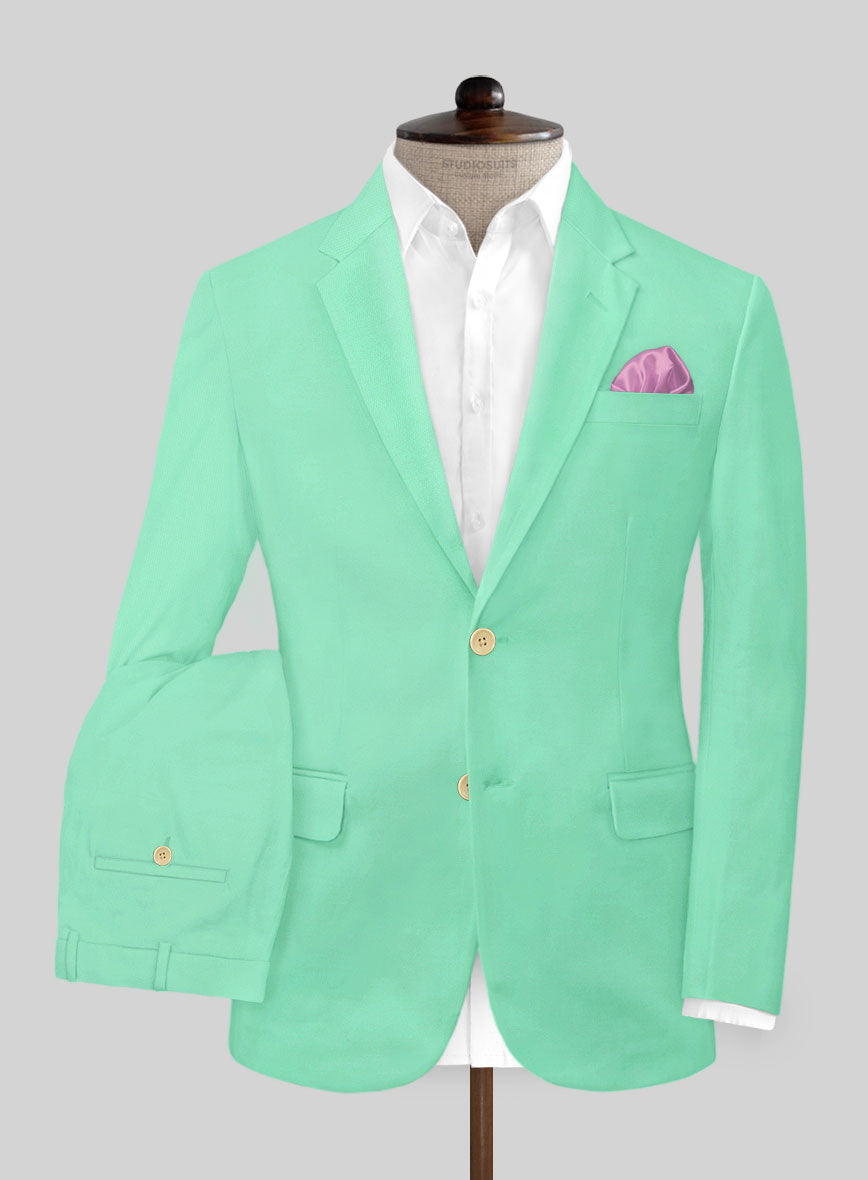 Scabal Pastel Green Cotton Stretch Suit StudioSuits