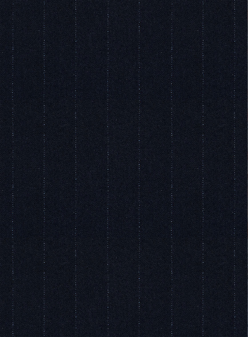 Scabal Sapphire Beaded Stripe Blue Wool Pants - StudioSuits