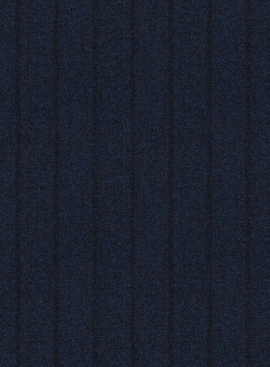 Scabal Sapphire Chalkstripe Blue Wool Pants - StudioSuits