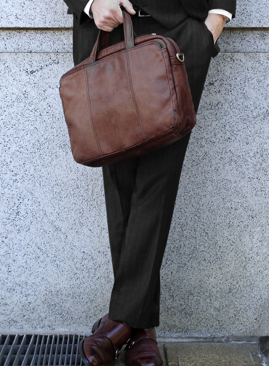 Scabal Sapphire Chalkstripe Gray Wool Pants - StudioSuits