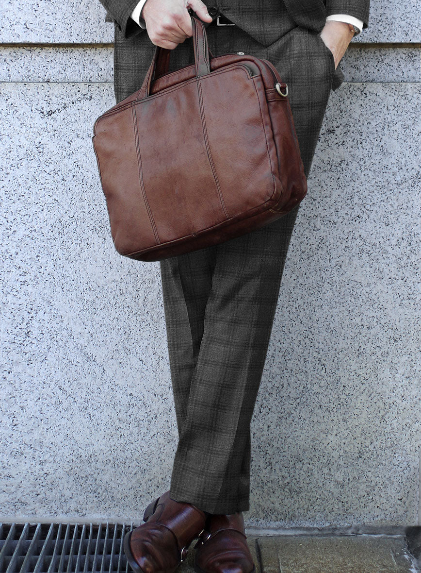 Scabal Sapphire Glen Gray Wool Pants - StudioSuits
