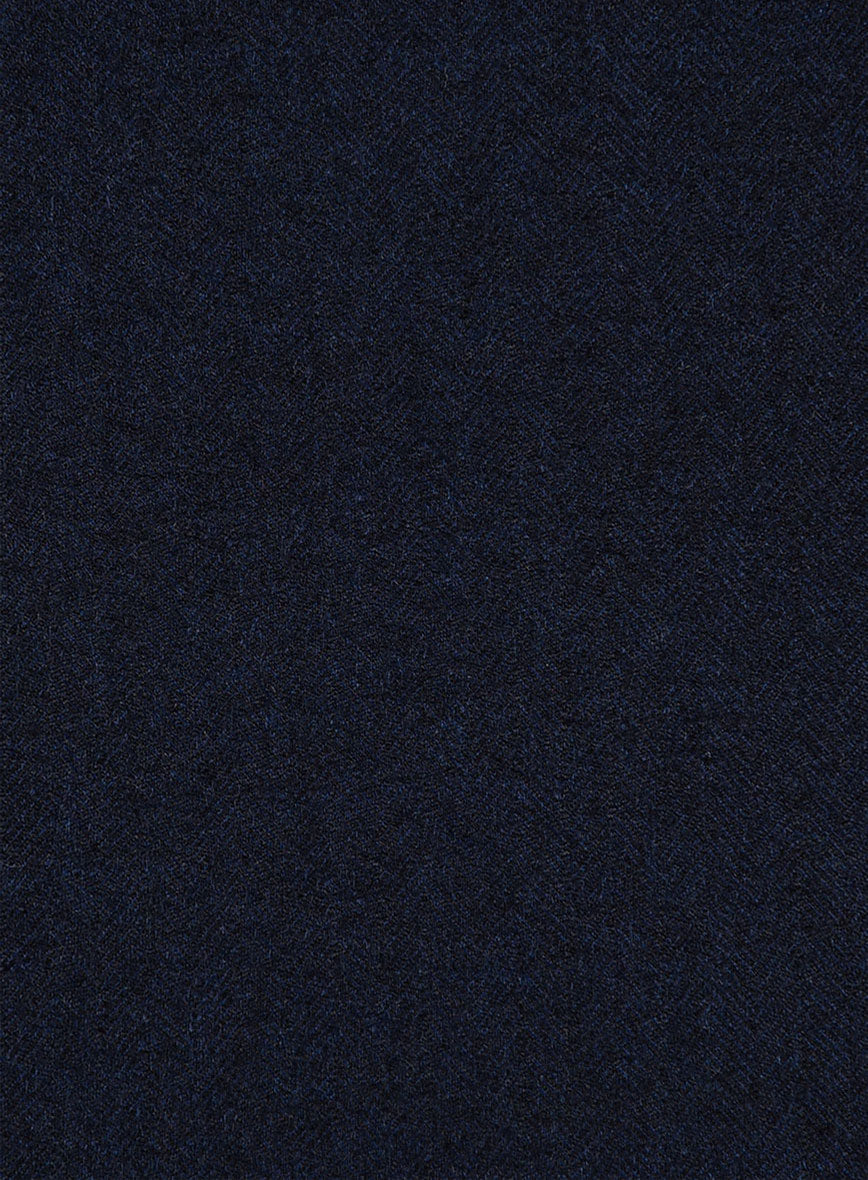 Scabal Sapphire Herringbone Blue Wool Pants - StudioSuits