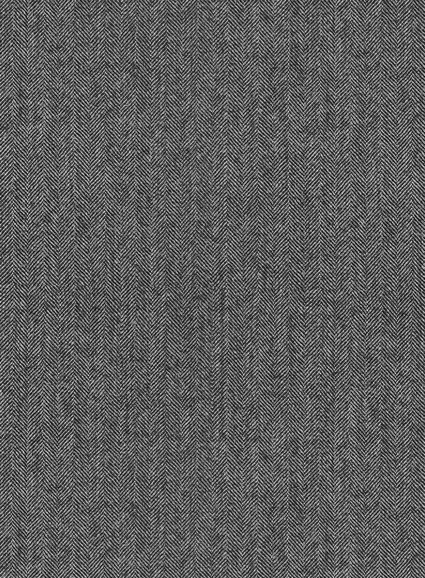Scabal Sapphire Herringbone Gray Wool Pants - StudioSuits