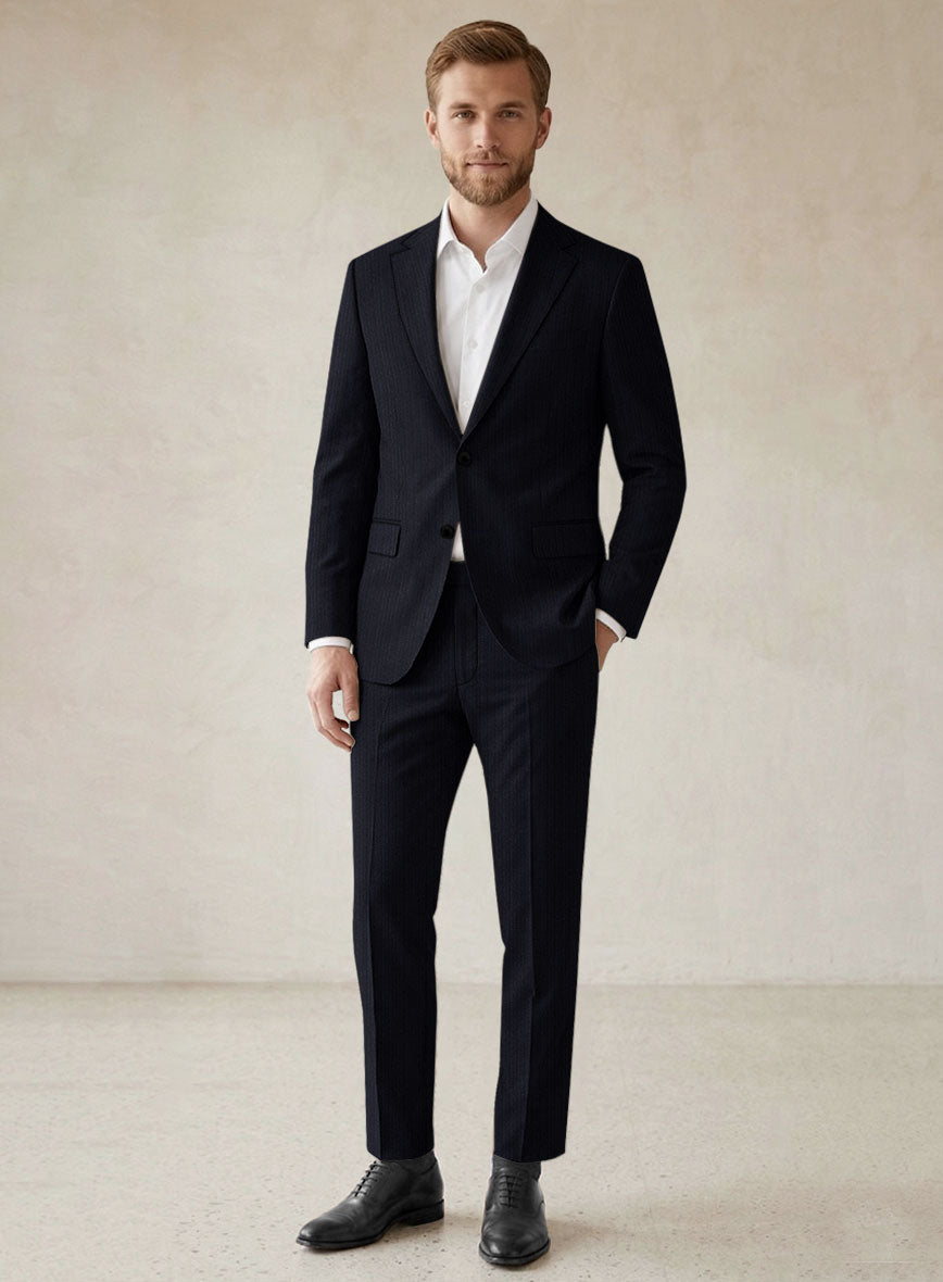 Men's Scabal Sapphire Pinstripe Navy Wool Suit by StudioSuits
