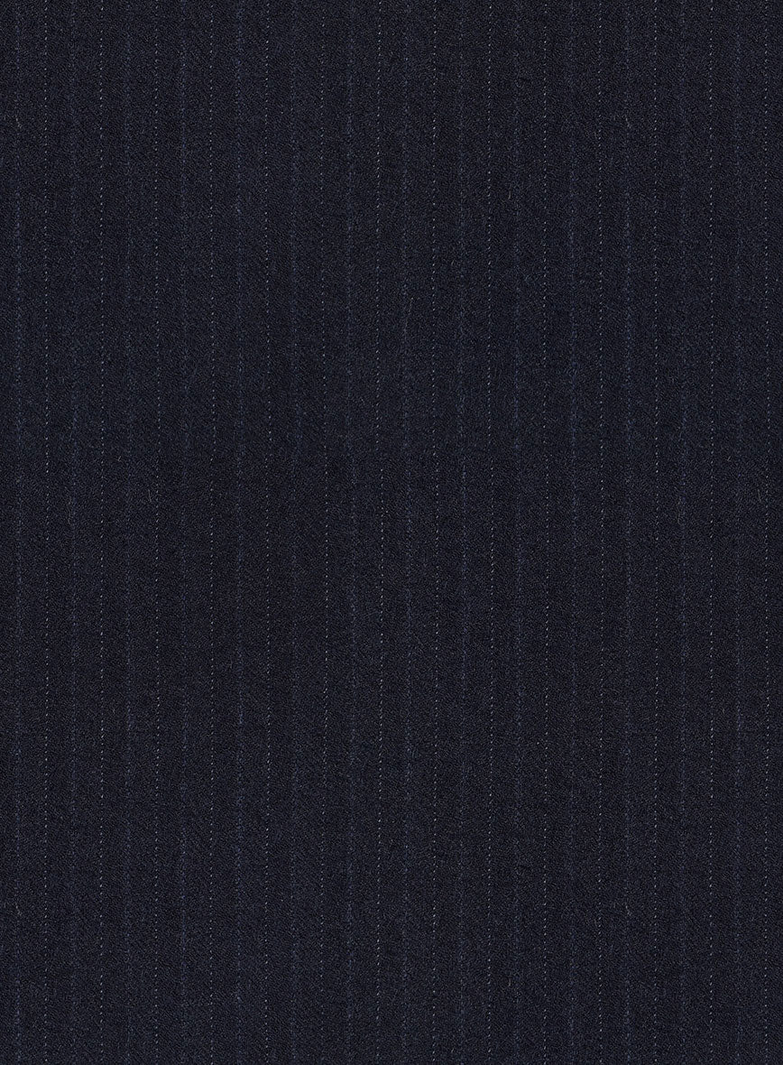 Scabal Sapphire Pinstripe Navy Wool Pants - StudioSuits