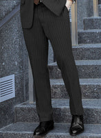 Scabal Ysido Stripe Charcoal Wool Suit - StudioSuits