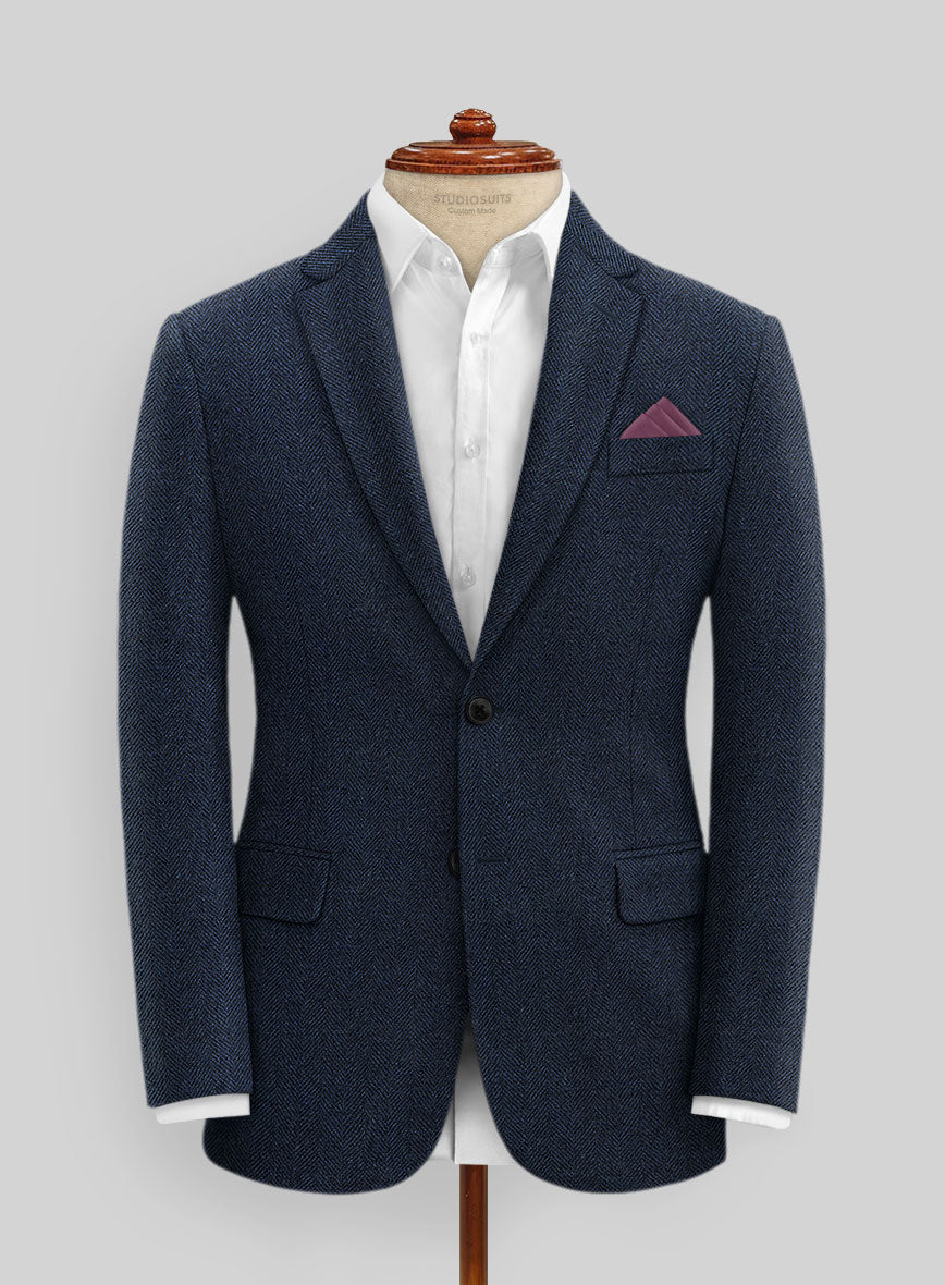 Showman Blue Herringbone Tweed Suit - StudioSuits