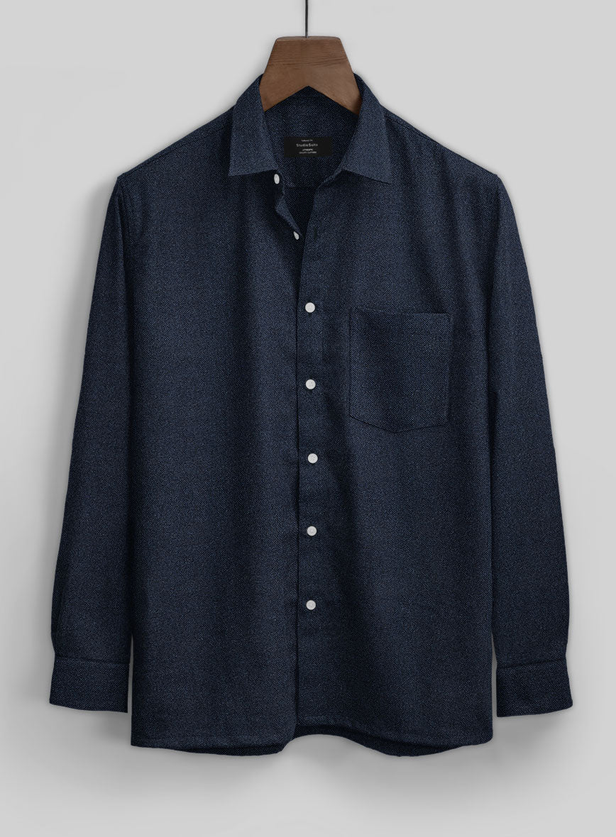Showman Blue Herringbone Tweed Shirt - StudioSuits