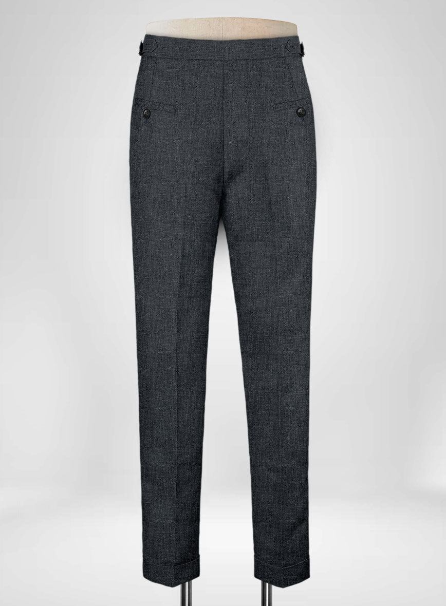 Slate Gray Linen Highland Trousers - StudioSuits