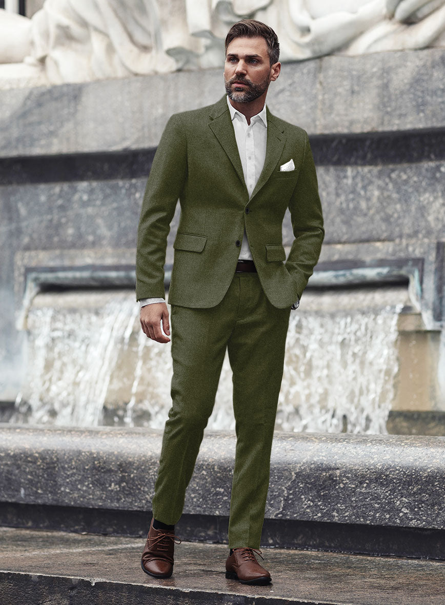 Slate Green Flannel Wool Suit – StudioSuits
