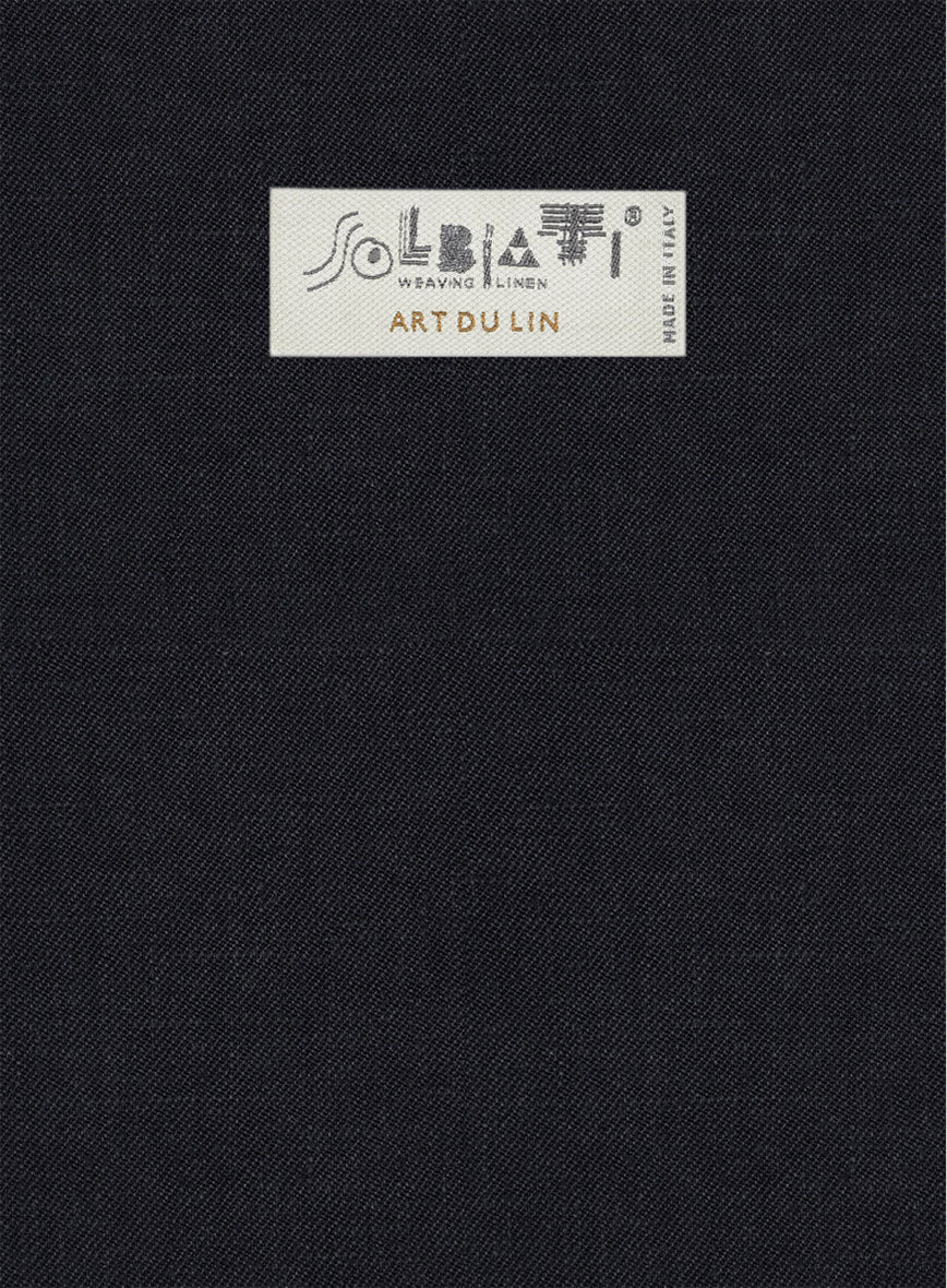 Solbiati Art Du Lin Dark Blue Linen Pants - StudioSuits