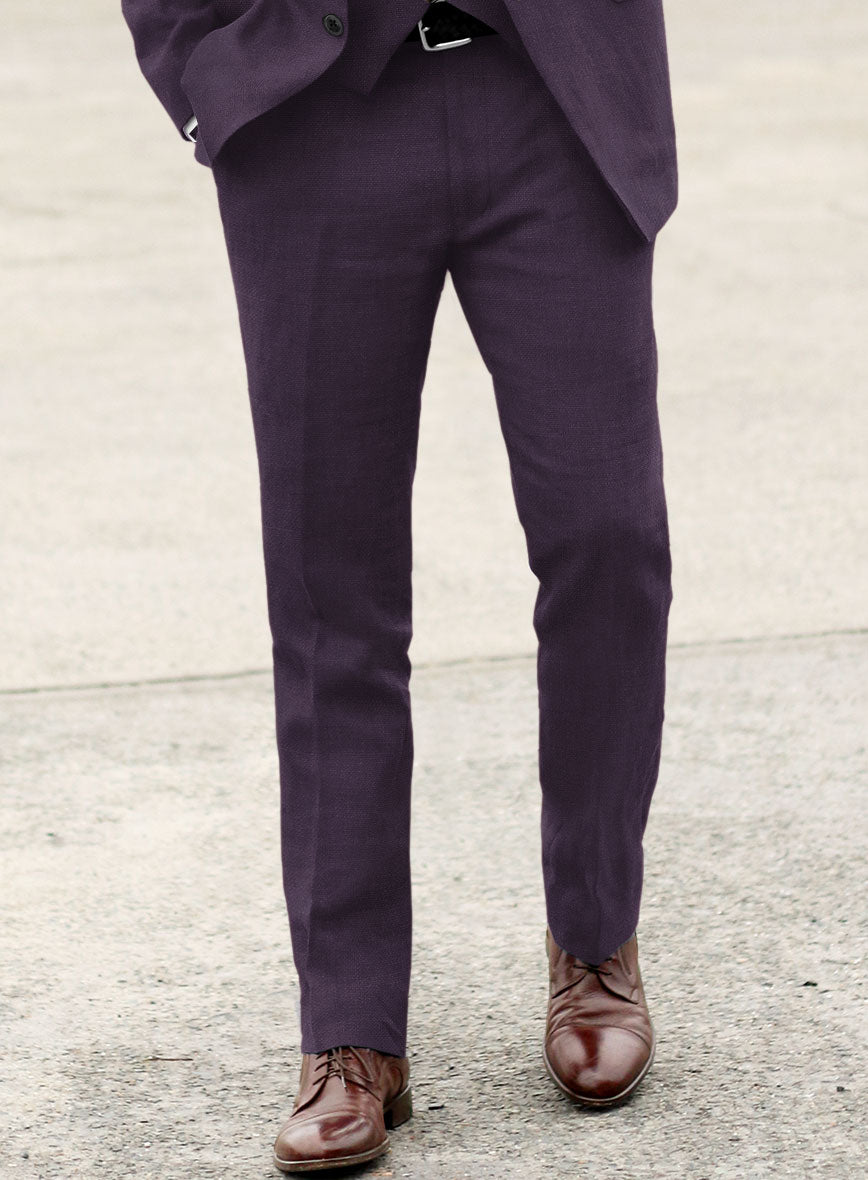Solbiati Art Du Lin Dark Lavender Linen Pants - StudioSuits