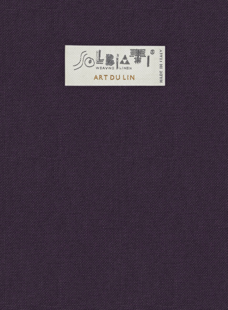 Solbiati Art Du Lin Dark Lavender Linen Pants - StudioSuits