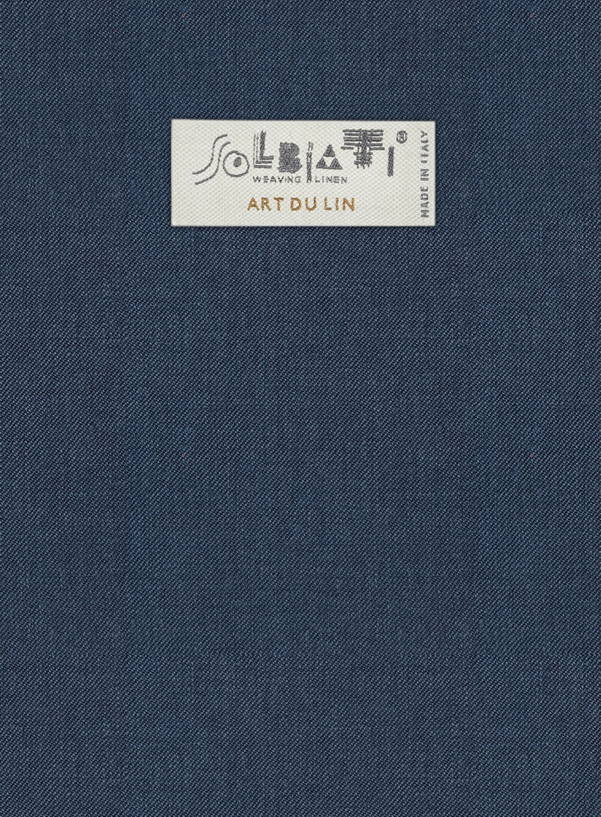 Solbiati Art Du Lin Ebony Blue Linen Pants - StudioSuits