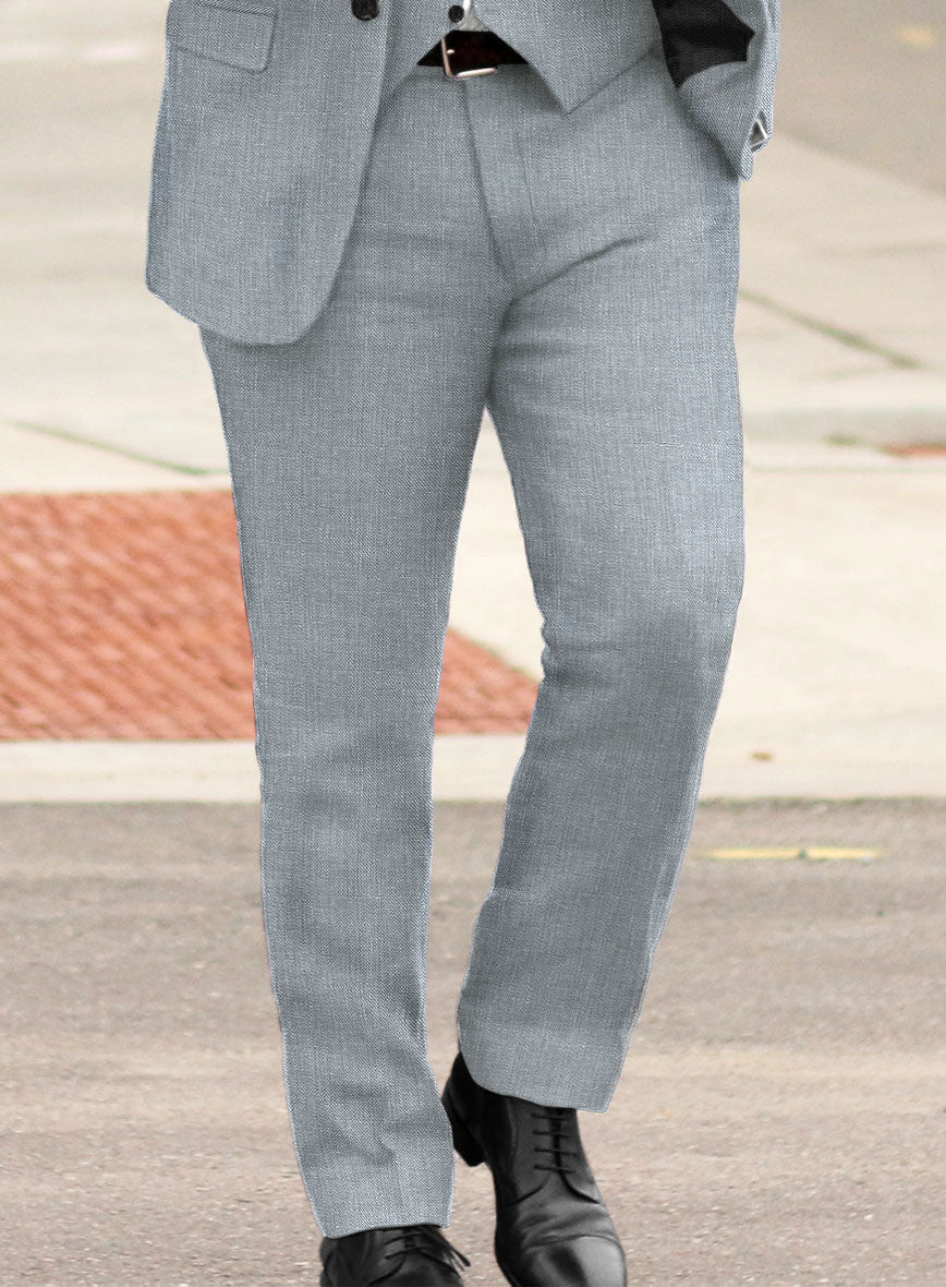 Solbiati Art Du Lin Blue Gray Linen Pants - StudioSuits
