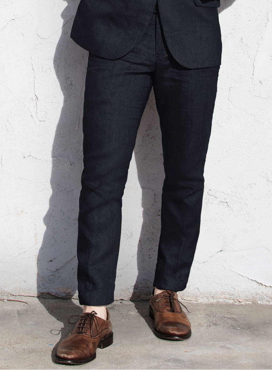 Solbiati Art Du Lin Midnight Blue Linen Pants - StudioSuits