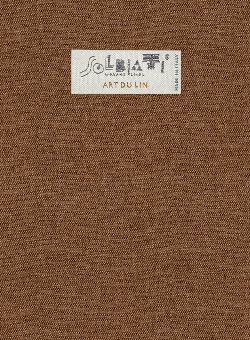 Solbiati Art Du Lin Otter Brown Linen Pants - StudioSuits