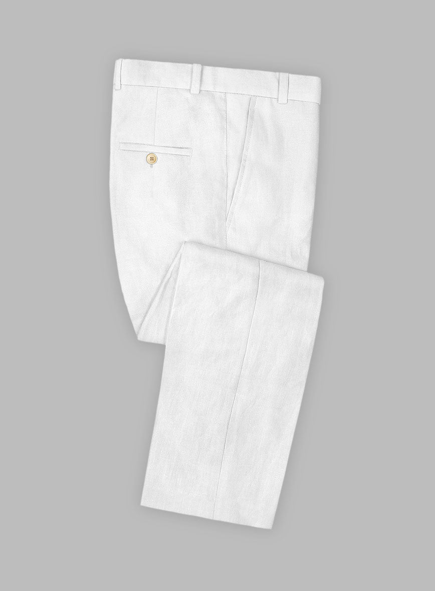 Solbiati Art Du Lin White Linen Pants - StudioSuits