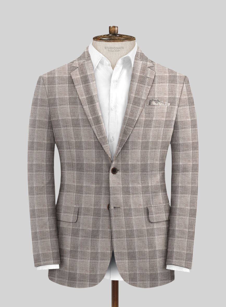 Solbiati Brown Checks Linen Jacket - StudioSuits